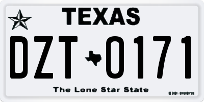 TX license plate DZT0171