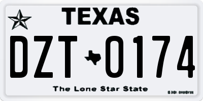 TX license plate DZT0174