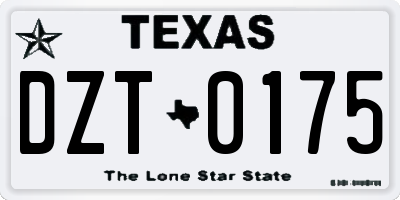 TX license plate DZT0175