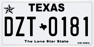 TX license plate DZT0181