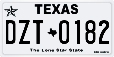 TX license plate DZT0182