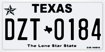 TX license plate DZT0184