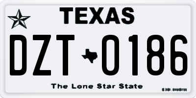 TX license plate DZT0186