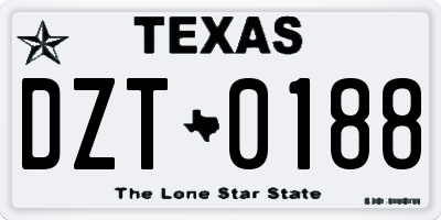 TX license plate DZT0188
