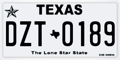 TX license plate DZT0189