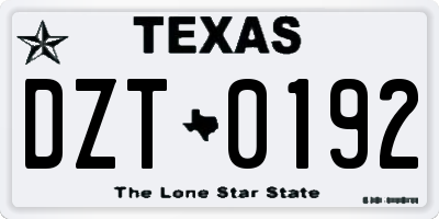 TX license plate DZT0192