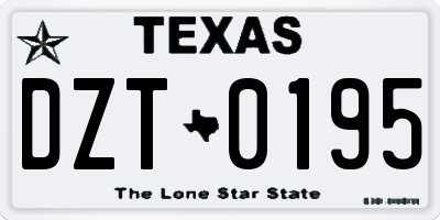 TX license plate DZT0195