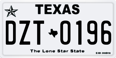TX license plate DZT0196