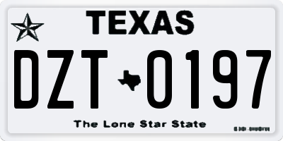 TX license plate DZT0197