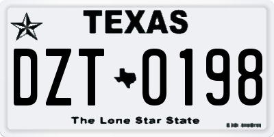 TX license plate DZT0198