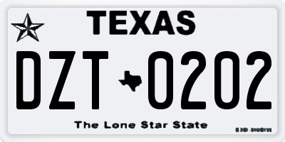 TX license plate DZT0202