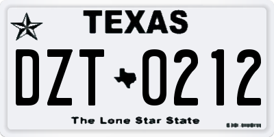 TX license plate DZT0212