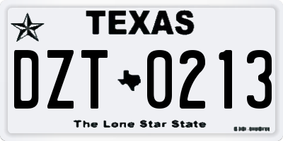 TX license plate DZT0213