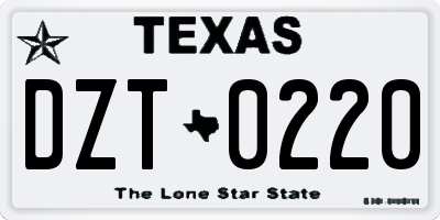TX license plate DZT0220