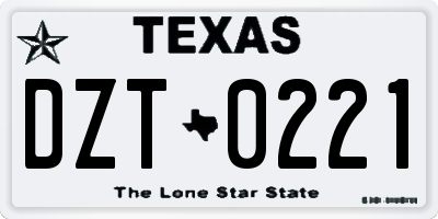 TX license plate DZT0221