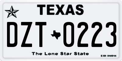 TX license plate DZT0223