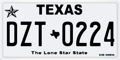 TX license plate DZT0224