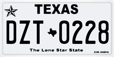 TX license plate DZT0228