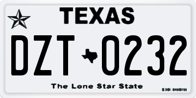 TX license plate DZT0232