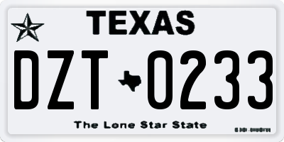 TX license plate DZT0233