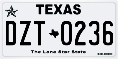 TX license plate DZT0236