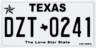 TX license plate DZT0241