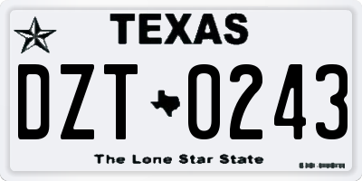 TX license plate DZT0243