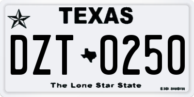 TX license plate DZT0250