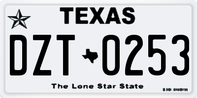 TX license plate DZT0253