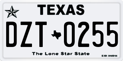 TX license plate DZT0255