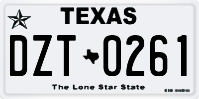 TX license plate DZT0261