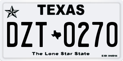 TX license plate DZT0270