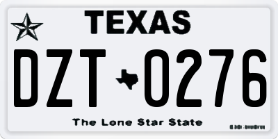 TX license plate DZT0276