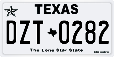 TX license plate DZT0282