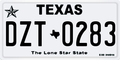 TX license plate DZT0283