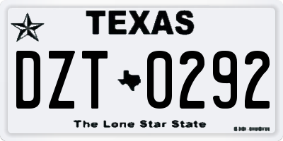 TX license plate DZT0292