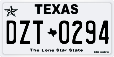 TX license plate DZT0294
