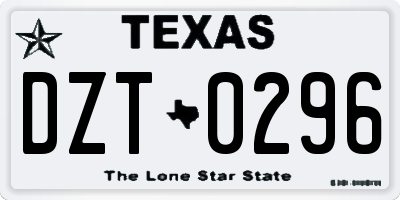 TX license plate DZT0296