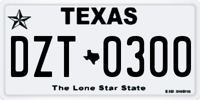 TX license plate DZT0300