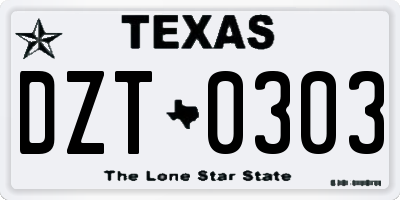 TX license plate DZT0303