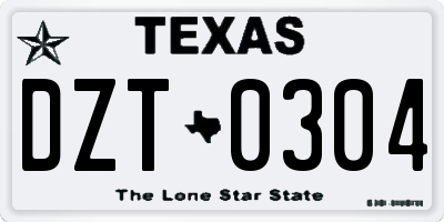 TX license plate DZT0304