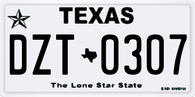 TX license plate DZT0307