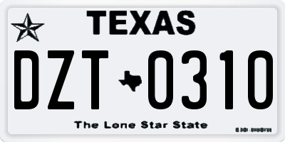 TX license plate DZT0310