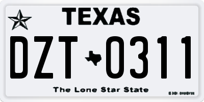 TX license plate DZT0311