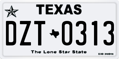 TX license plate DZT0313