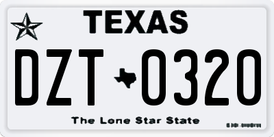 TX license plate DZT0320