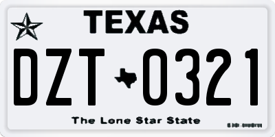 TX license plate DZT0321