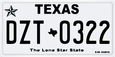 TX license plate DZT0322