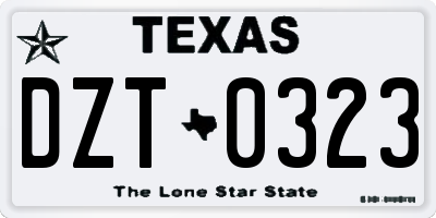 TX license plate DZT0323