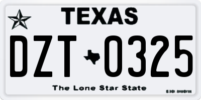 TX license plate DZT0325